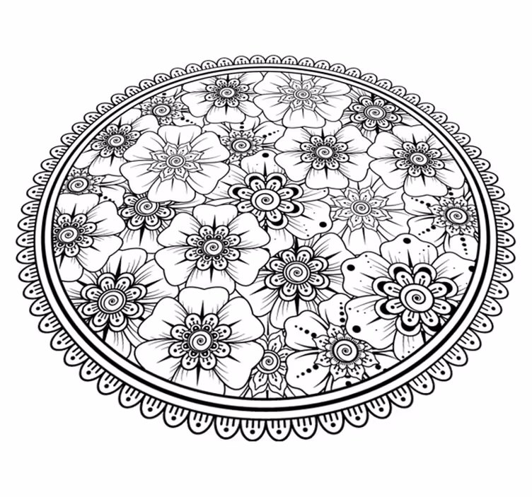 Vinylteppich Mandala Kreis schwarz mandala - TenStickers