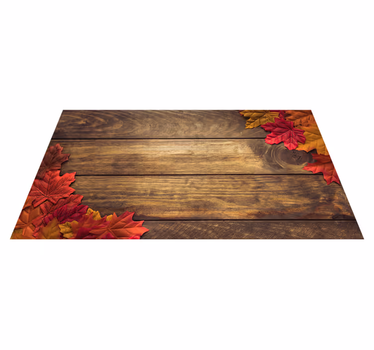 Vinylteppich Holz Holz mit herbstlaub - TenStickers