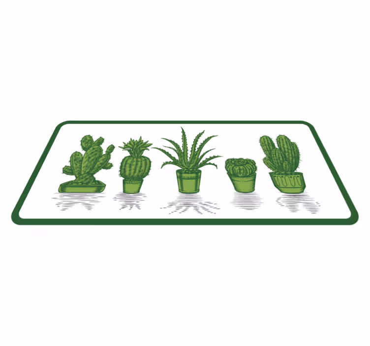 Vinyl Teppich Blumen kaktus-sammlung - TenStickers