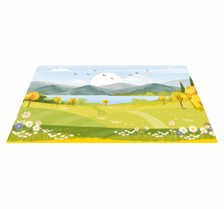 Vinylteppich Natur Cartoon berglandschaft - TenStickers