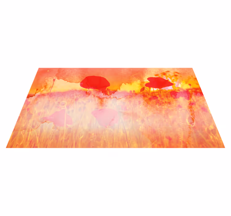 Vinylteppich Blumen Mohnblumen bei sonnenaufgang - TenStickers