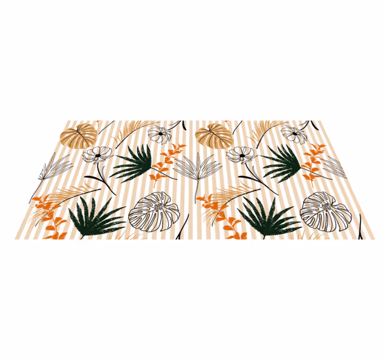 Vinylteppich gestreift mit Blumen und Pflanzen - TenStickers