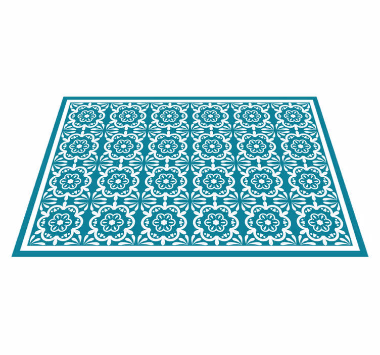 Vinyl Teppich Küche Blaue blumen - TenStickers