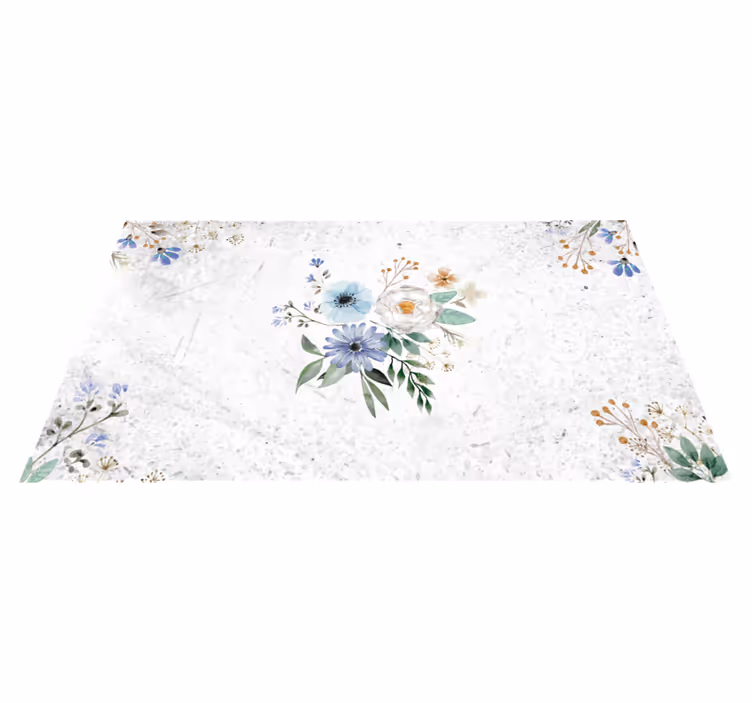 Vinyl Teppich Blumen florale marmor eleganz - TenStickers