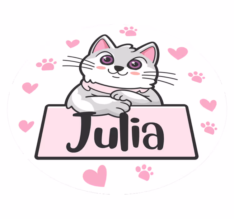 Vinylteppich mit Name für kinder mit katze - TenStickers