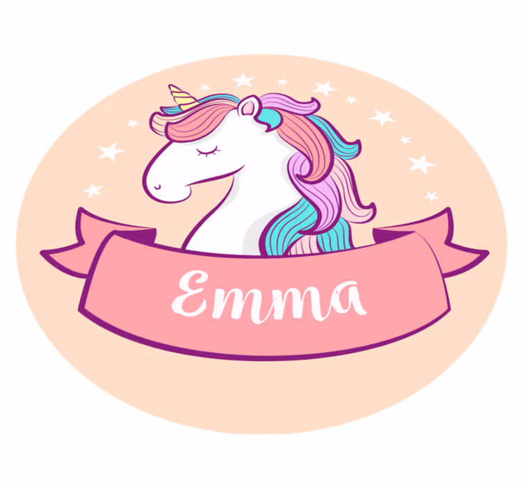 Vinylteppich mit Name Handgezeichnetes Einhorn - TenStickers