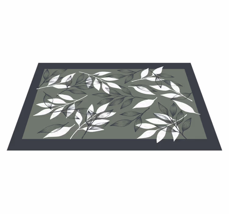 Vinylteppich Blumen Schwarze und weiße blätter - TenStickers