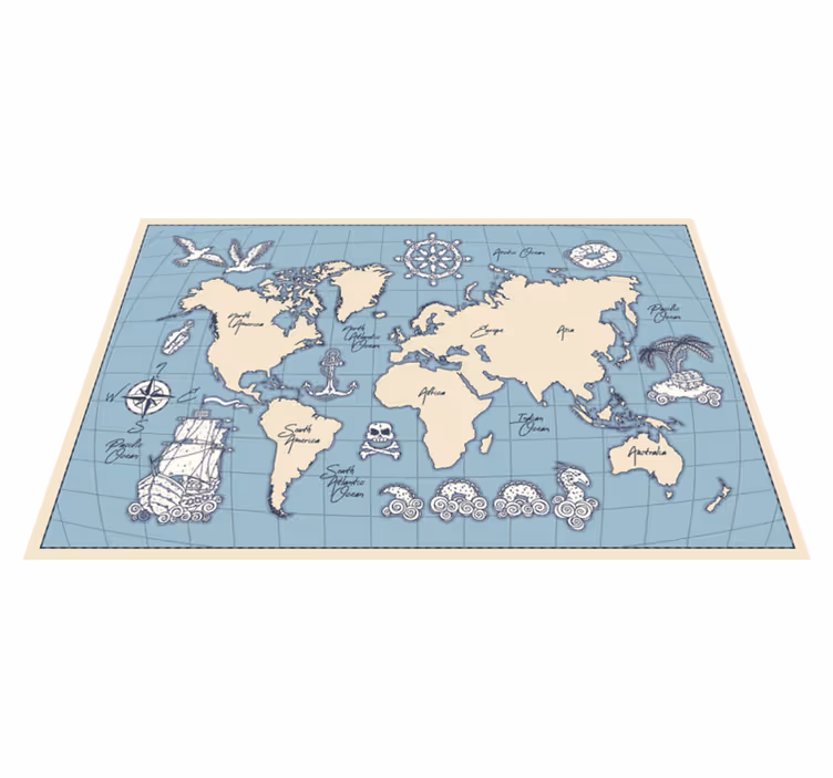 Vinyl Teppich Weltkarte nautische weltkarte - TenStickers
