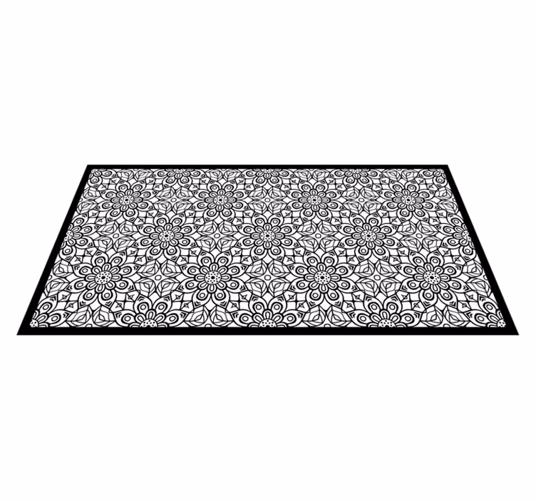 Vinylteppich Mandala Schwarzweiss-mandalamuster - TenStickers