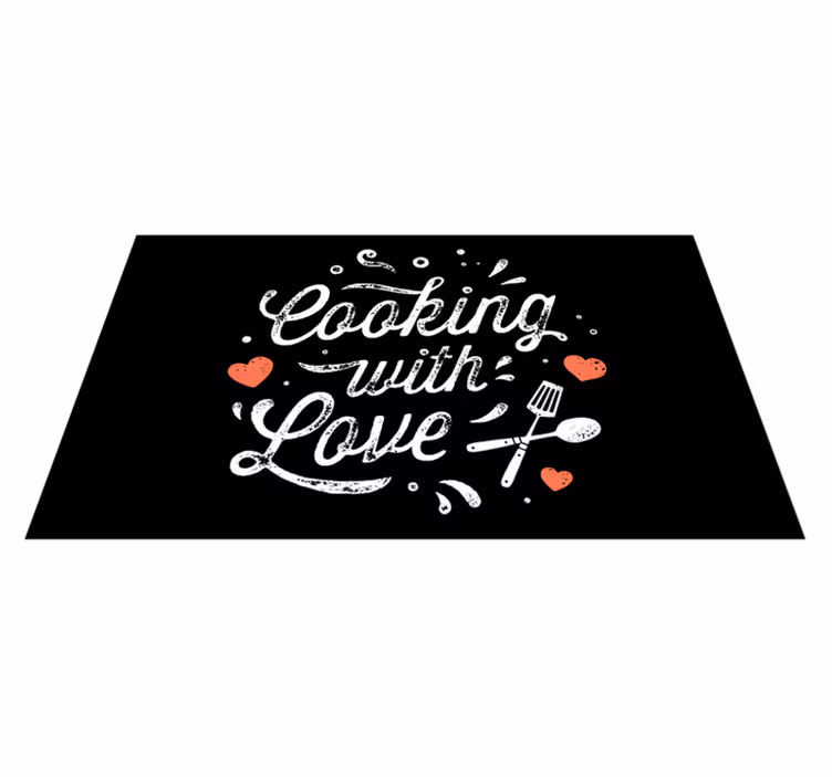 Vinyl Teppich Küche Mit liebe kochen - TenStickers