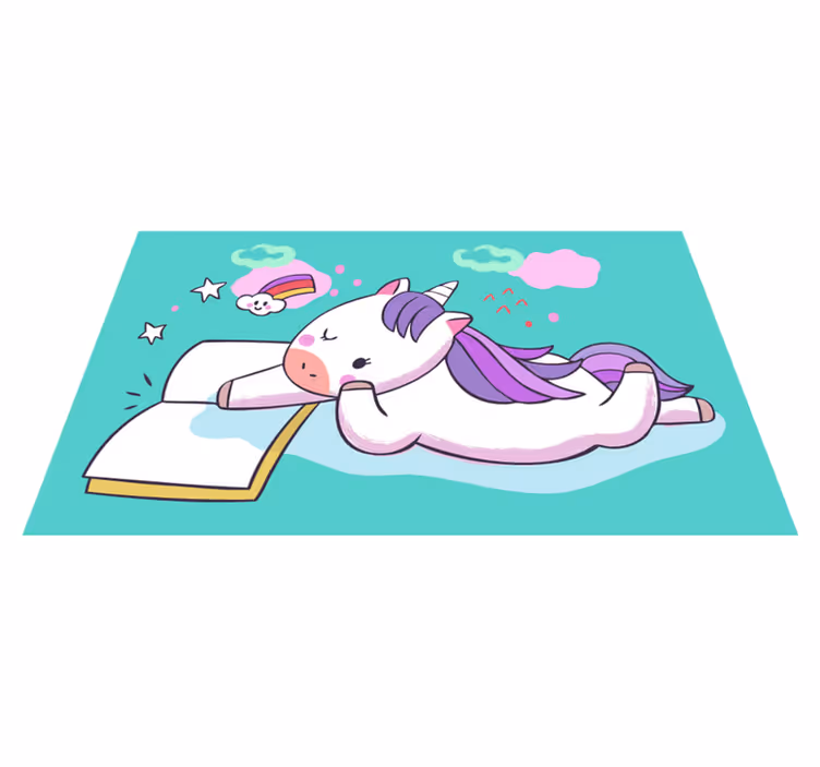 Vinylteppich Tiere Baby einhorn lesen - TenStickers
