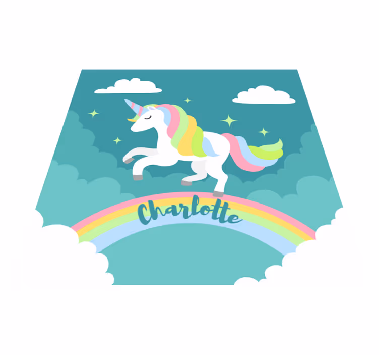 Vinylteppich Tiere Einhorn mit anpassbarem Namen - TenStickers