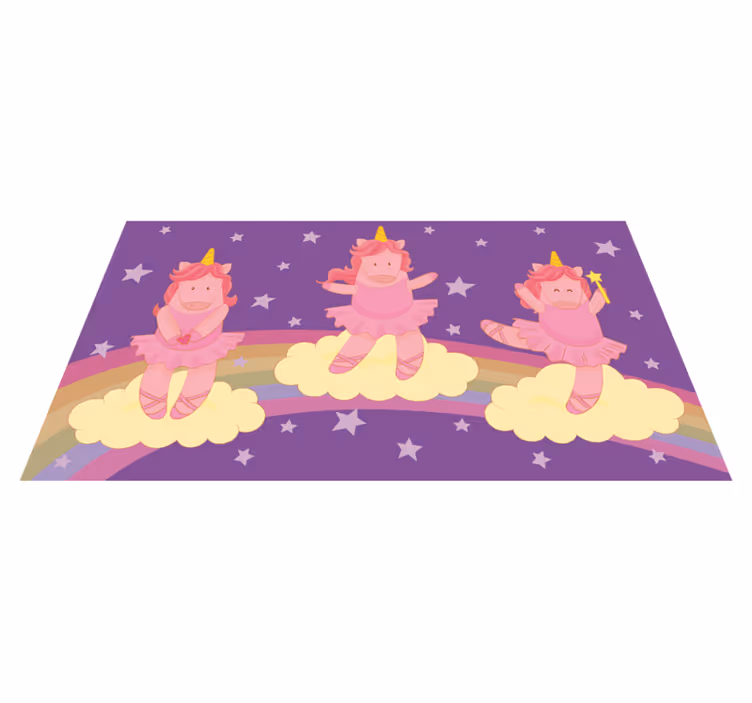 Vinyl Teppich Kinder einhorn fantasie tanz - TenStickers