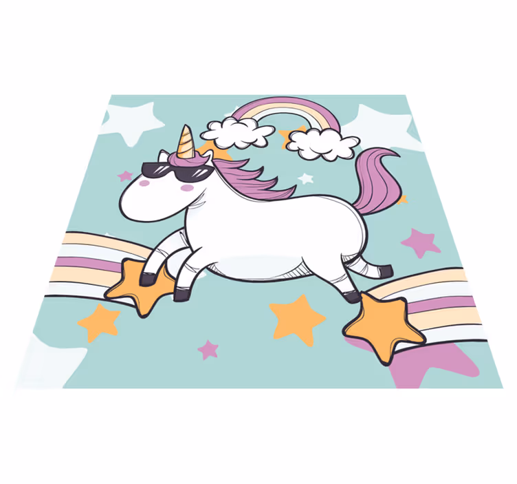 Vinylteppich Tiere Handgezeichnetes einhorn mit sonnenbrille - TenStickers