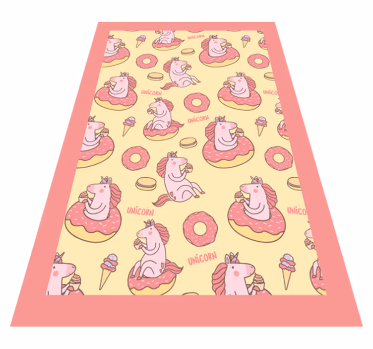 Vinyl Teppich Kinder einhorn donut muster - TenStickers