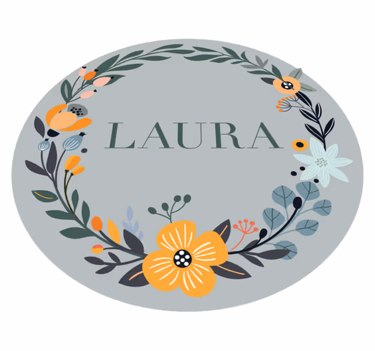 Vinyl Teppich mit Namen personalisiertes blumendesign - TenStickers