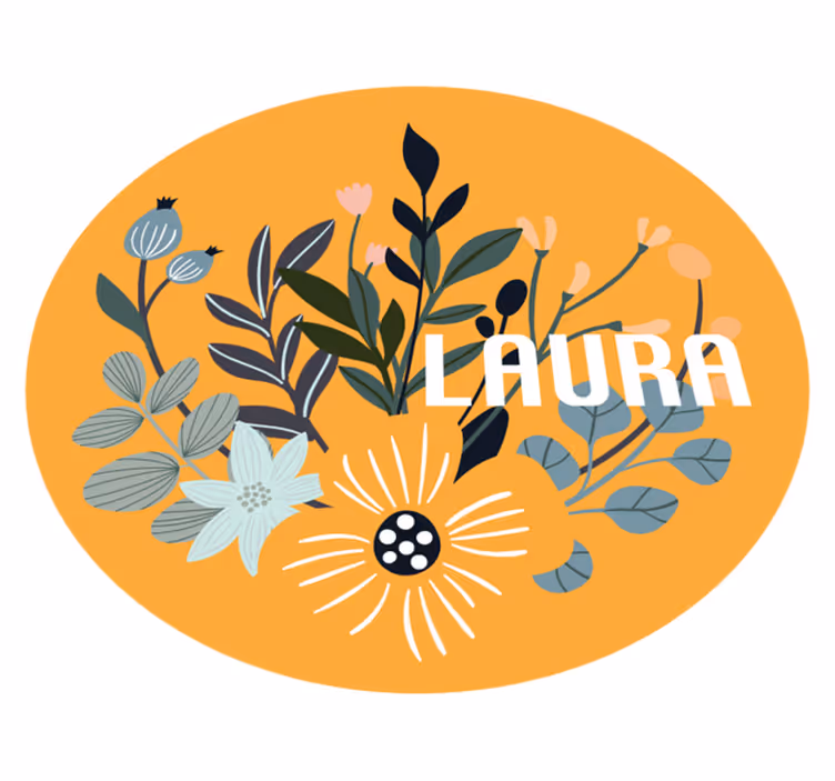 Vinyl Teppich mit Namen individuelles blumenemblem - TenStickers