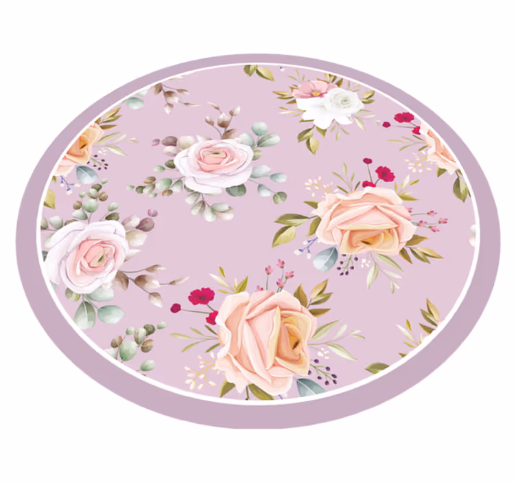 Vinylteppich Schlafzimmer Rosa blumenmuster - TenStickers