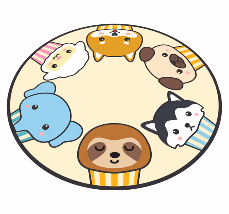 Vinylteppich Tiere Anime tiere kreis - TenStickers
