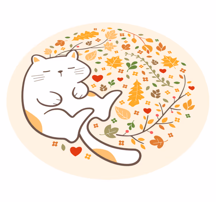 Vinyl Teppich kindlich herbstkatzenillustration - TenStickers