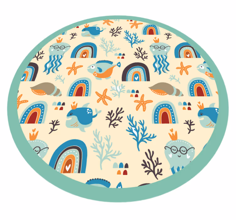 Vinyl Teppich Kinder spielzeit mit meereslebewesen - TenStickers
