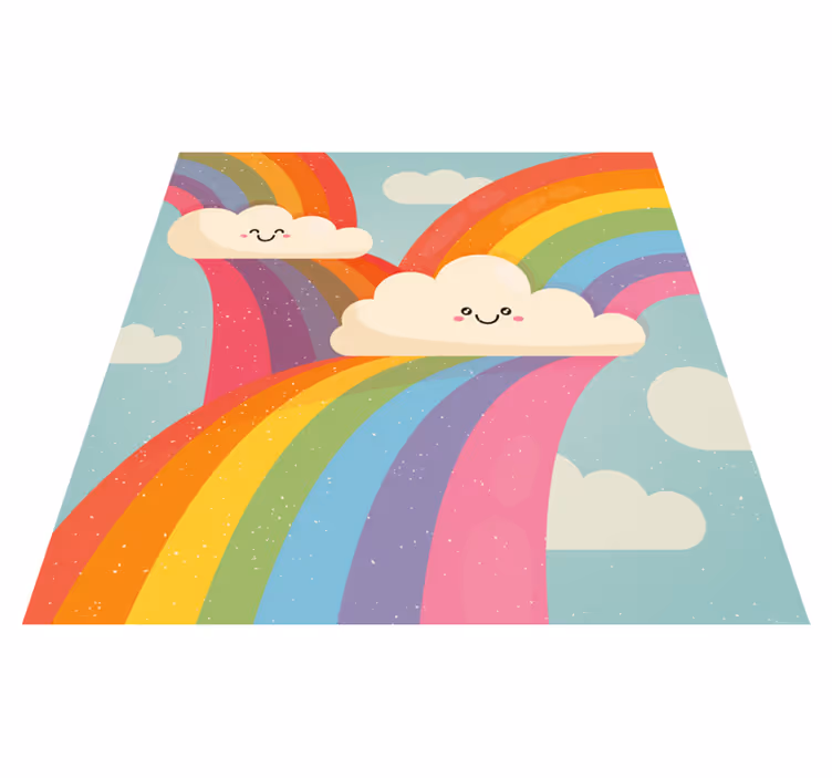 Vinyl Teppich kindlich fröhliche regenbogenkunst - TenStickers