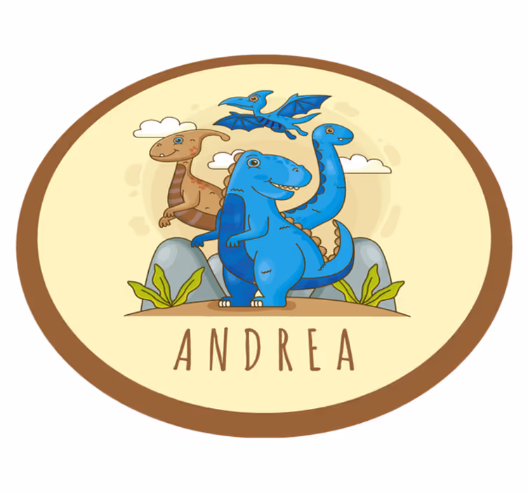 Vinyl Teppich mit Namen dinosaurier kreis zusammensetzung - TenStickers