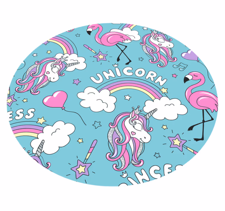 Vinyl Teppich kindlich einhorn fantasie kreis - TenStickers
