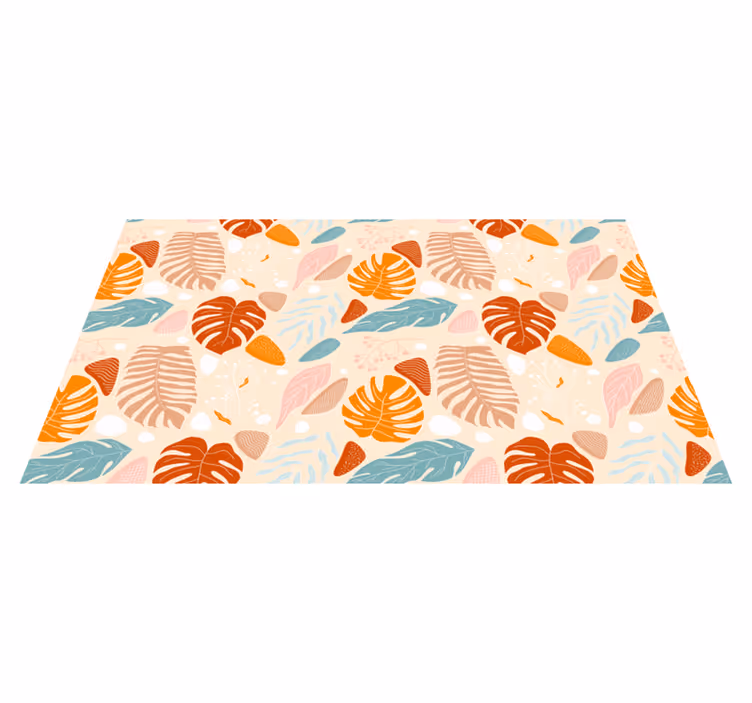 Vinyl Teppich Blumen tropische beige blattmuster - TenStickers
