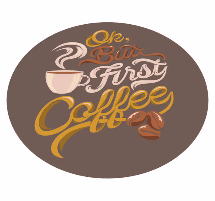 Vinyl Teppich Text typografie mit kaffeemotiven - TenStickers