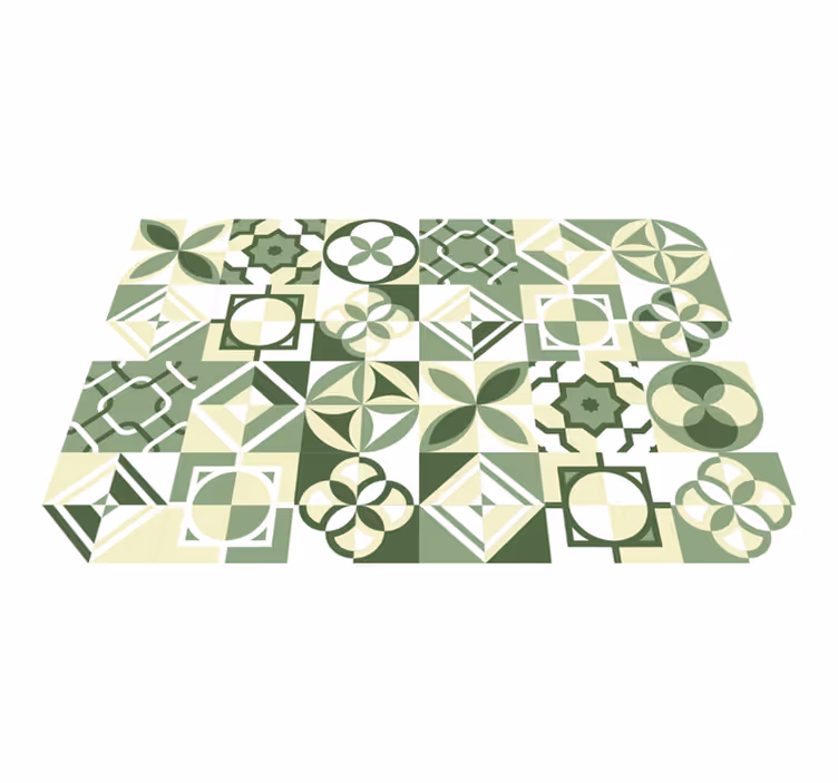 Vinylteppich geometrisch Grüne quadratische fliese - TenStickers