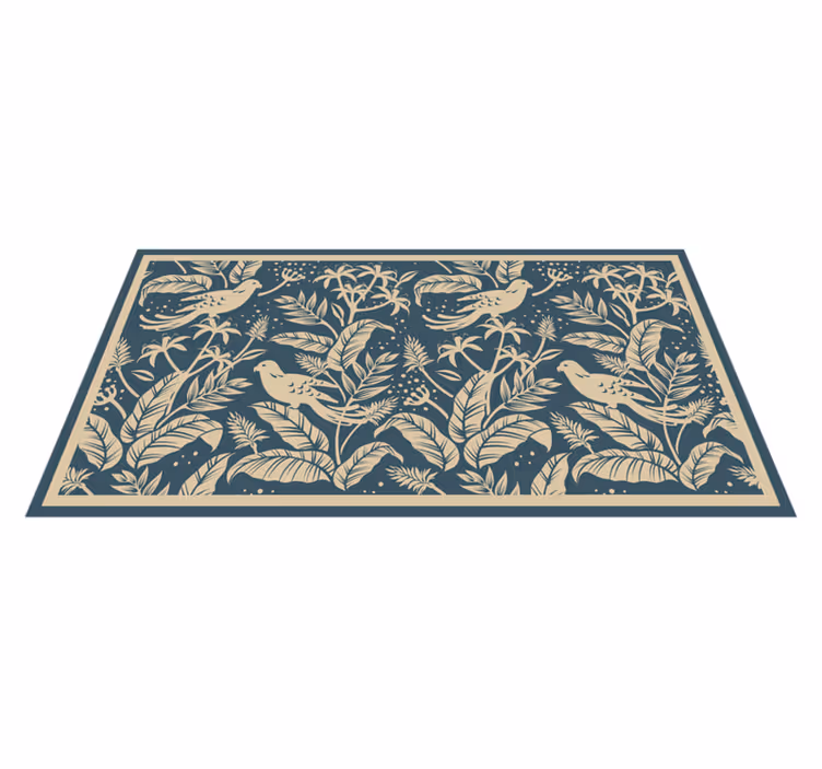 Vinyl Teppich Blumen botanische vogelillustration - TenStickers