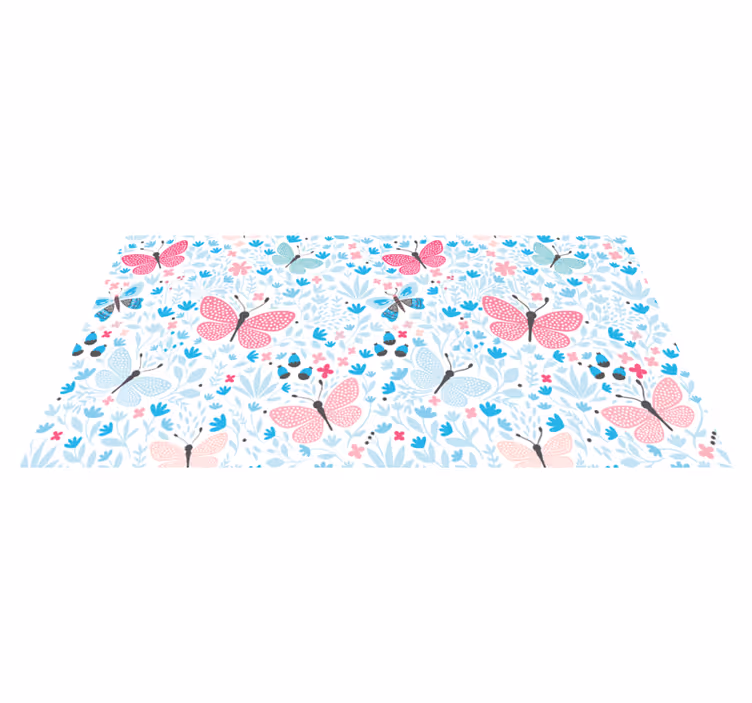 Vinyl Teppich Blumen blumen schmetterling - TenStickers