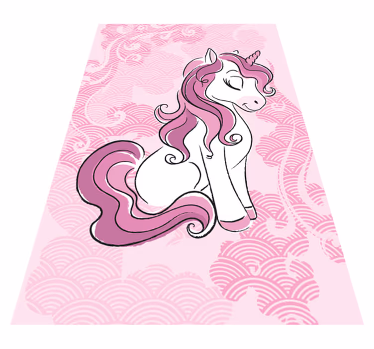 Vinylteppich kindlich Einhorn springt auf wolken - TenStickers