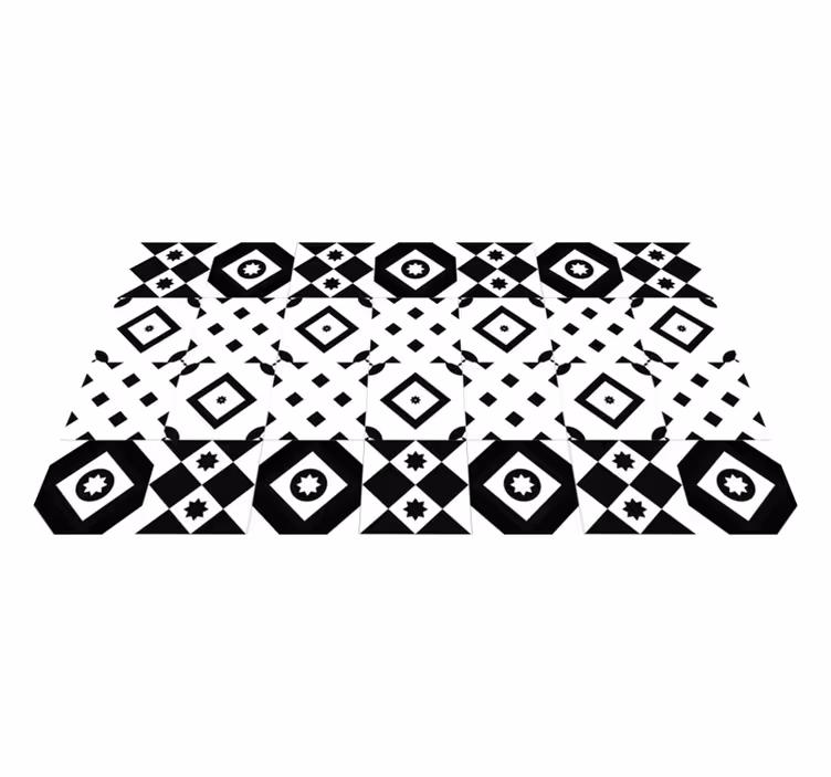 Vinylteppich modern Patchwork schwarz und weiß - TenStickers