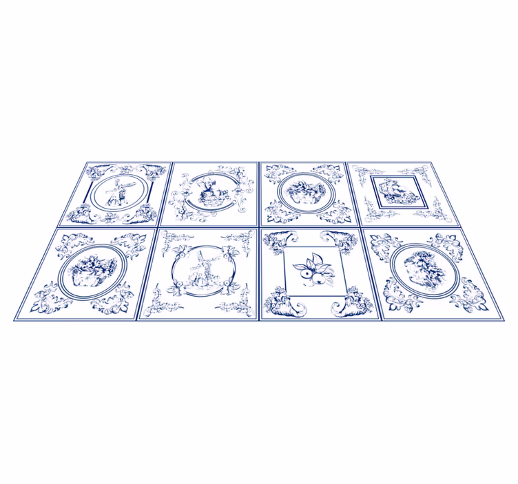Vinylteppich Vintage Vintage blaue fliesen - TenStickers