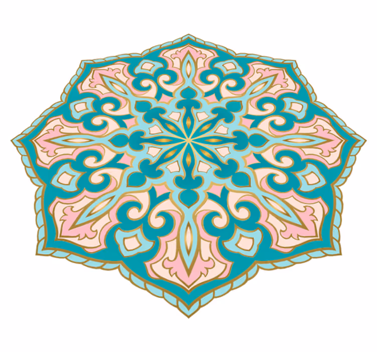 Vinylteppich Mandala Türkis und pink - TenStickers