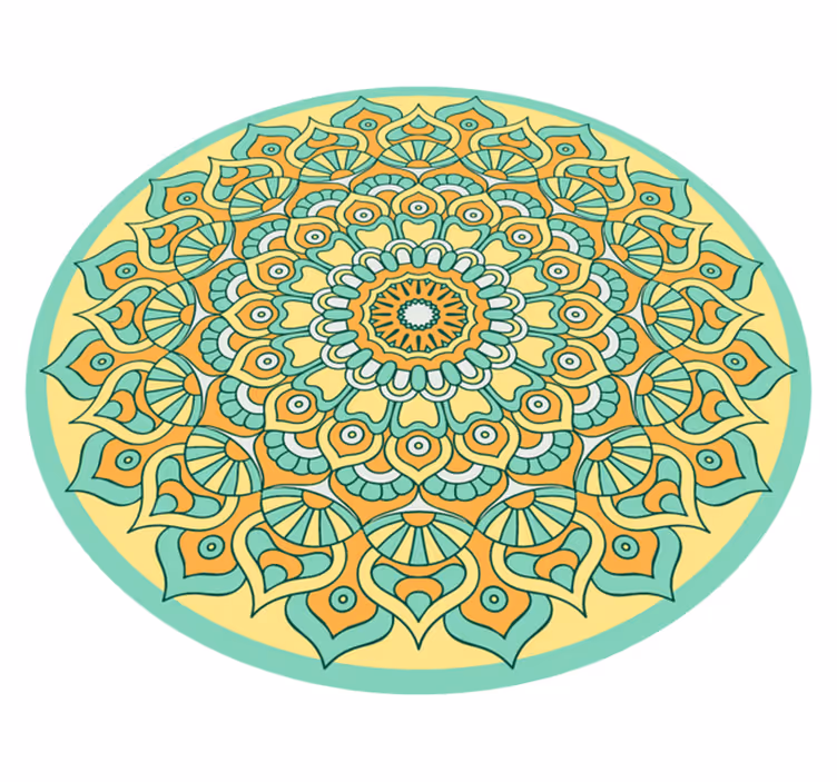 Vinylteppich Mandala Mandala orange und blaugrün - TenStickers