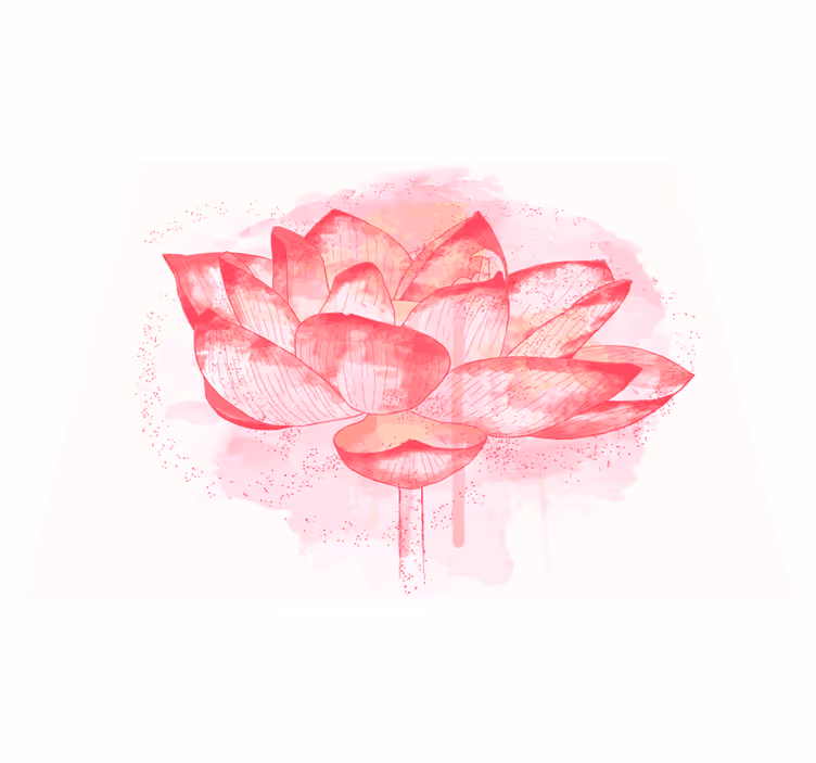 Vinylteppich Blumen Lotus kreisförmiges aquarell - TenStickers