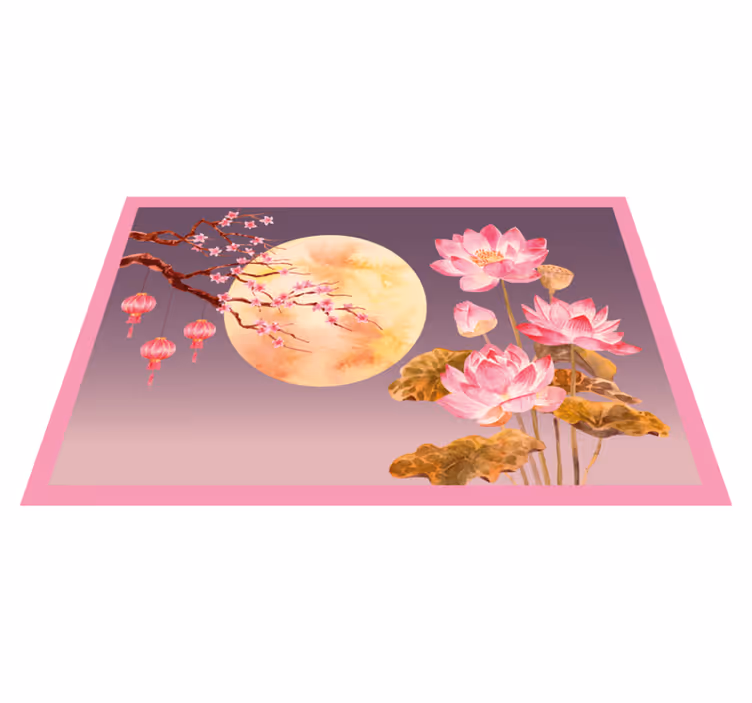 Vinylteppich Blumen Lotus nachtszene - TenStickers
