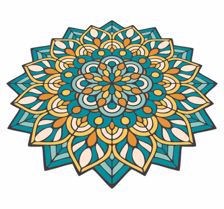 Vinylteppich Mandala Mandala grün und orange - TenStickers