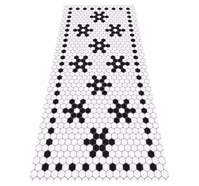 Vinylteppich schwarz Schwarz-weiß-mosaik - TenStickers
