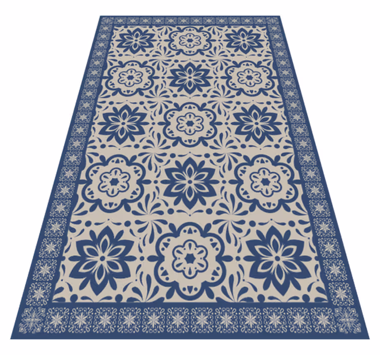 Vinyl Teppich Küche Blaues hidraulisches blumenthema - TenStickers