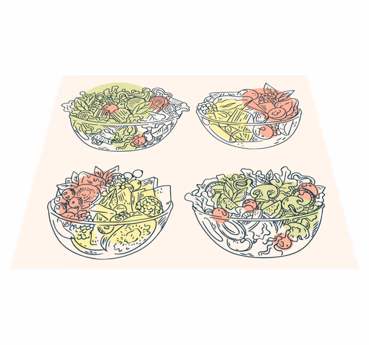 Vinyl Teppich Küche Cartoon-salat in der schüssel - TenStickers