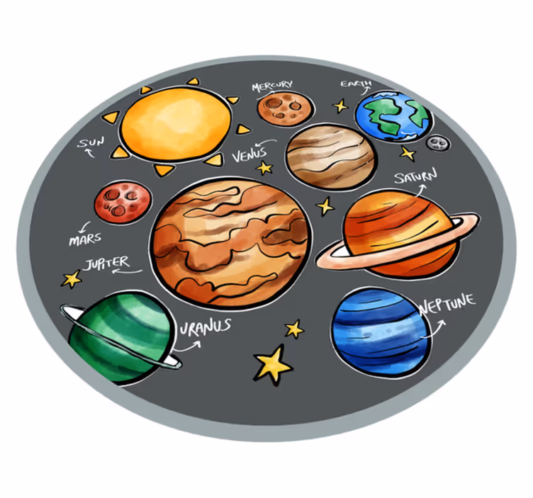 Vinylteppich kindlich Planeten und Namen - TenStickers