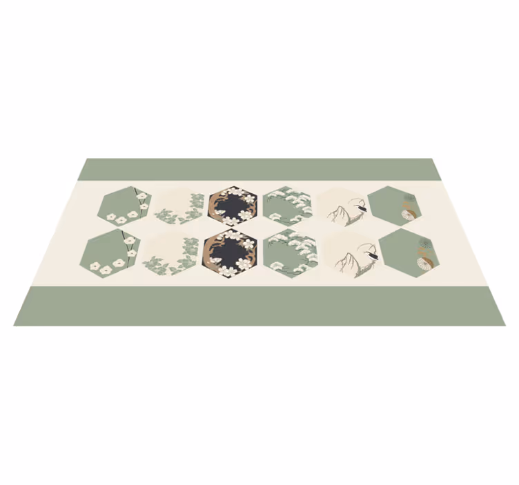 Vinyl Teppich Blumen florale sechsecke - TenStickers