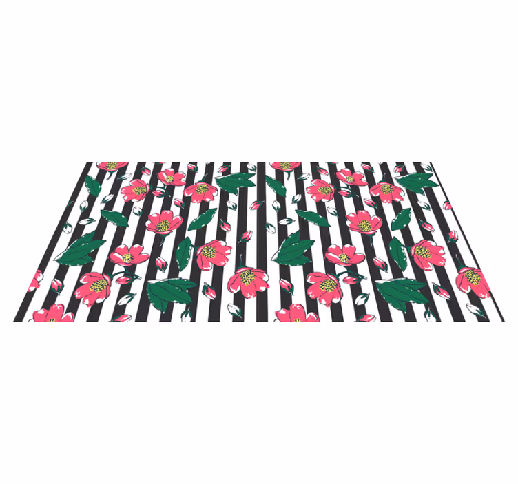 Vinyl Teppich Blumen florales streifenmotiv - TenStickers