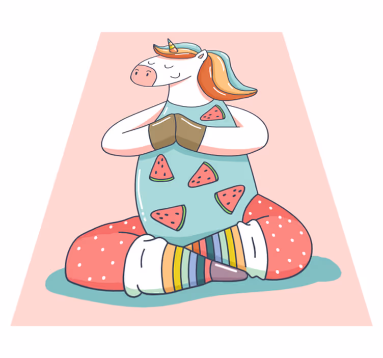 Vinyl Teppich kindlich meditierendes einhorn - TenStickers