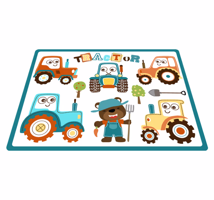 Vinyl Teppich Kinder animierte traktoren - TenStickers