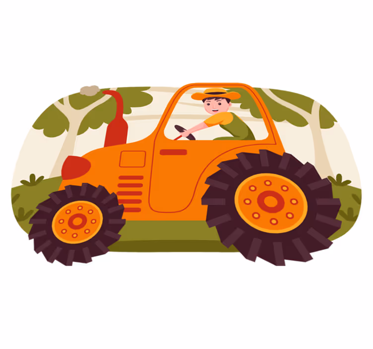 Vinylteppich kindlich Einfacher orange traktor - TenStickers
